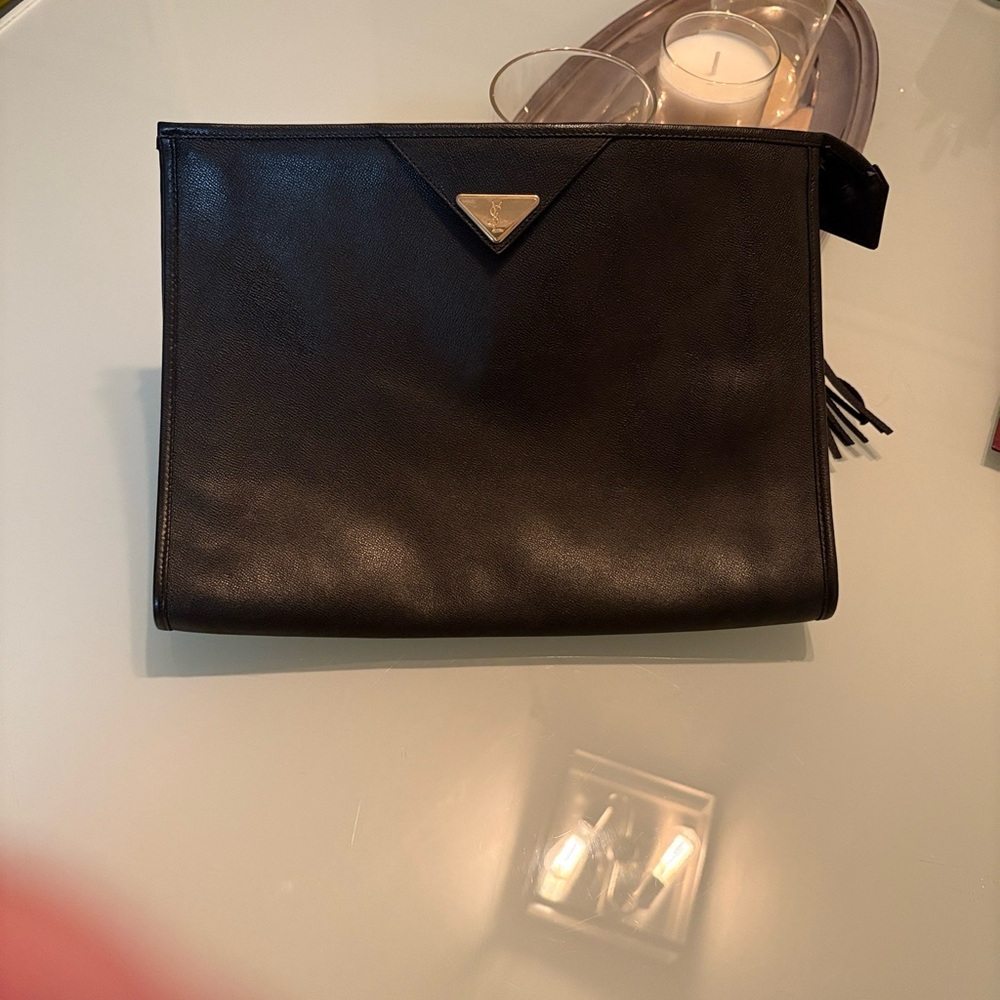 Yves Saint Laurent Black Leather Pouch